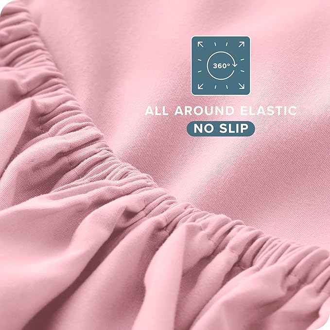 Bare Home Twin XL Sheet Set - 1800 Ultra-Soft Microfiber Twin Extra Long Bed Sheets - Double Brushed - Deep Pockets - Easy Fit - 3 Piece Set - Bedding Sheets & Pillowcases (Twin XL, Light Pink)