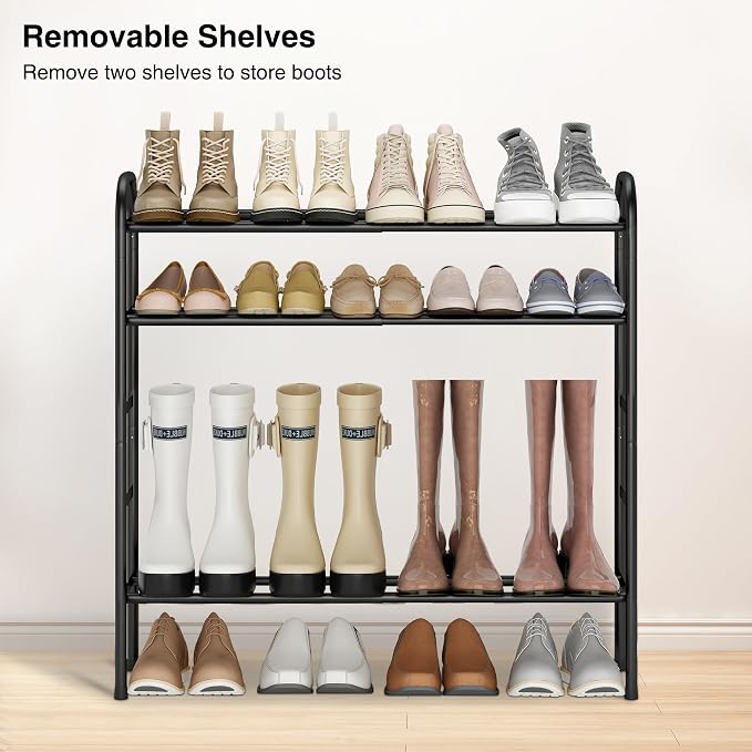 STO STO Expandable Shoe Rack, 5-Tier Metal Shoe Rack for Closet, Up to 24 Pairs Adjustable Shoe Rack Storage for Front Door Entrance, Free Standing Shoe Rack Organizer for Entryway, Black - Image 5