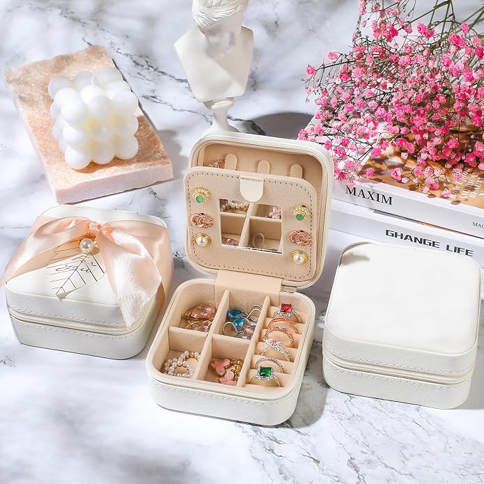 AYGXU Travel Jewelry Box for Women and Girls - Small Case With Initial A-Z - Teacher Gifts - Image 2