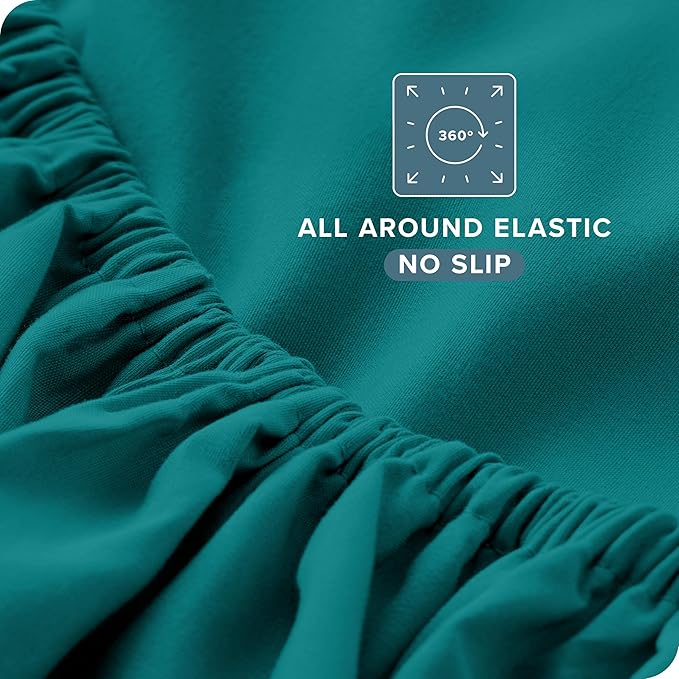 Bare Home Split Head Flex King Sheet Set - 1800 Ultra-Soft Microfiber Bed Sheets - Double Brushed - Deep Pockets - Easy Fit - 4 Piece Set - Bedding Sheets & Pillowcases (Emerald)