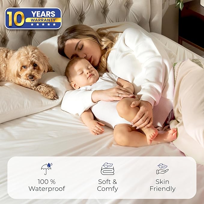 California King Waterproof Mattress Protector - Noiseless, Breathable, Machine Washable Fitted Mattress Cover with Deep Pocket up to 18”
