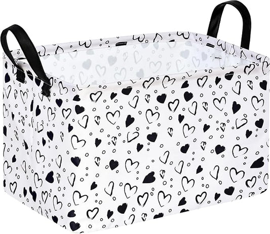 MAIZMZ Girls Empty Gift Basket Heart Print Storage Cube for Women, Closet Shelf Organizer Bins with Handles Nursery hamper Kids Toys Books Box Room Deco by Unknown