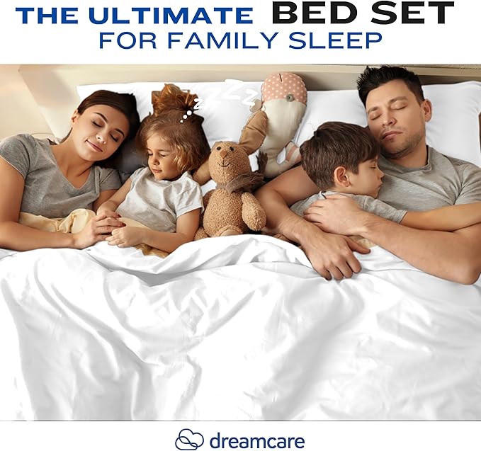 DREAMCARE Twin XL Sheet Sets - 4 pcs Breathable Cooling Bed Sheets - up to 15" Deep Pocket Twin XL Sheets Set with Side Pockets - Extra Soft 100% Brushed Hypoallergenic Hotel Luxury Bedding - White