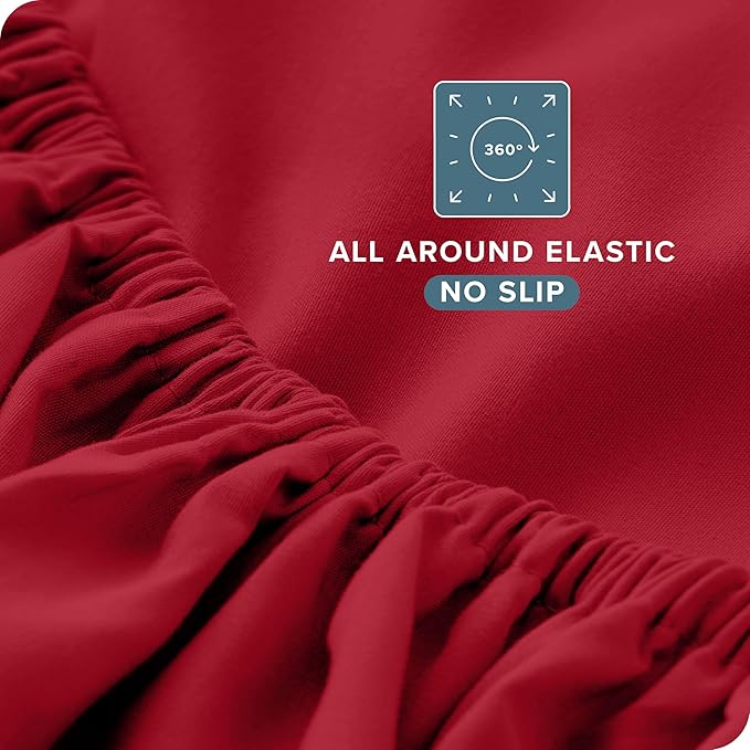 Bare Home Twin XL Sheet Set - 1800 Ultra-Soft Microfiber Twin Extra Long Bed Sheets - Double Brushed - Deep Pockets - Easy Fit - 3 Piece Set - Bedding Sheets & Pillowcases (Twin XL, Red)