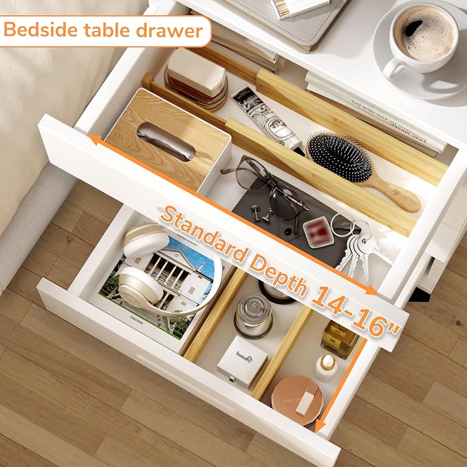 BAMEOS Drawer Divider,Expandable Bamboo Separators Adjustable Utensil Knife Fork Tool Kitchen Organizer, Clothes Fabric Drawer Organizer In Bathroom Bedroom Office, Cabinet Dresser Organizer 4-pack - Image 6