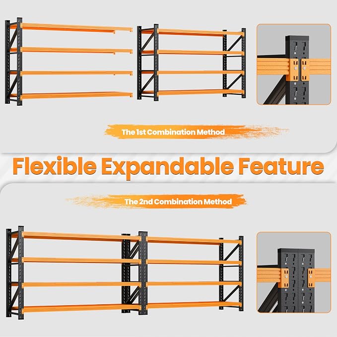 Storage Shelves Heavy Duty, 7000LBS Metal Garage Shelving 24” Deep Storage Rack Shelf, Steel Tall Industrial Shelving, 4 Tier Adjustable Standing Shelf for Warehouse/Shop 79" W x 24" D x 79" H - Image 7