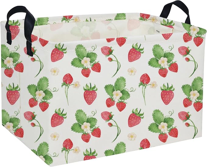 Rectangular Kids Baskets Strawberry Basket Cute Storage Bins Organizer Box Boys Room Decor for Home.(Strawberry) by DDBASKET