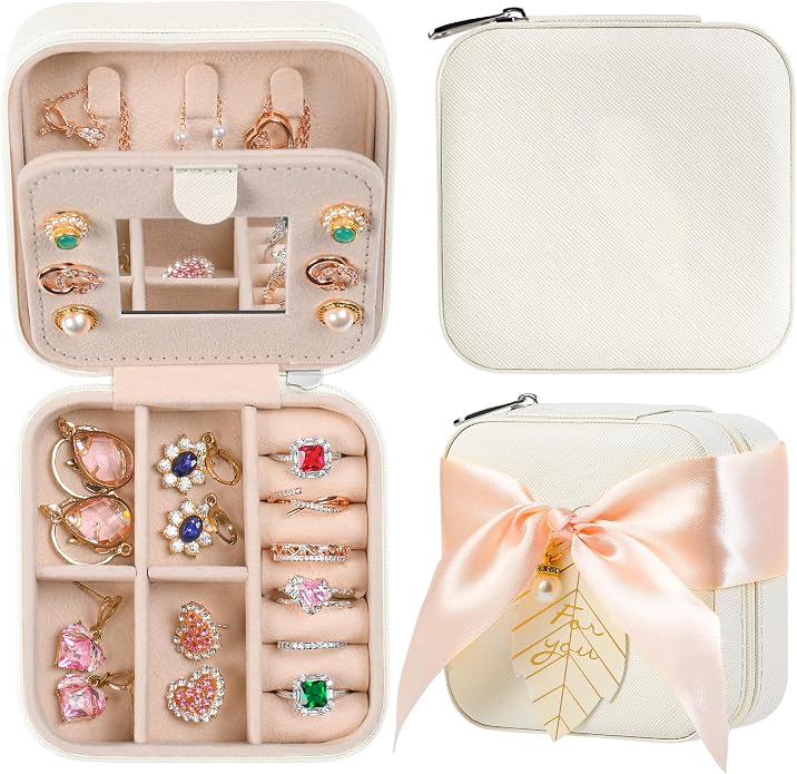 AYGXU Travel Jewelry Box for Women and Girls - Small Case With Initial A-Z - Teacher Gifts by AYGXU