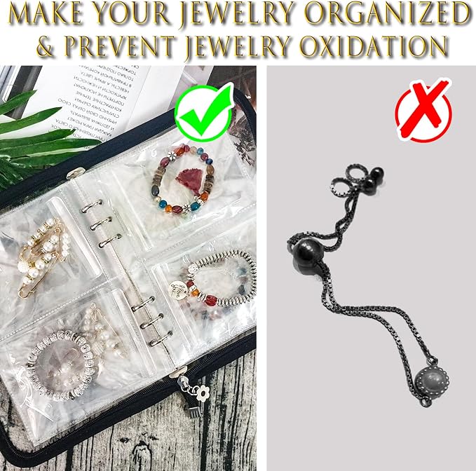 Transparent Jewelry Storage Book Travel Jewelry Organizer Earring Organizer Case Bracelet Holder for Necklace Ring with Anti tarnish Pouches, Pack of 2 - Image 5