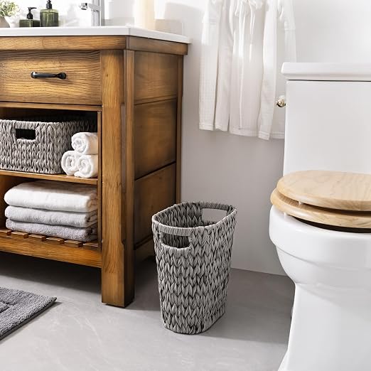 GRANNY SAYS Wicker Waste Basket - Waterproof, Space-Saving, 19L/5Gallon, Bathroom & Bedroom Trash Can - Image 3