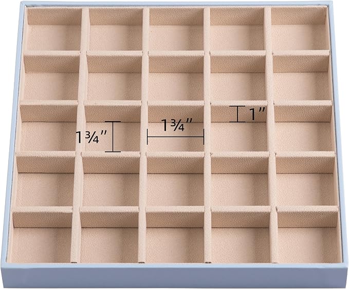 Frebeauty Earring Organizer Classic Jewelry Box 50 Slots Double Layer Jewelry Storage Case with 6 Necklace Hook and Bracelet Pocket(Sky Blue) - Image 6