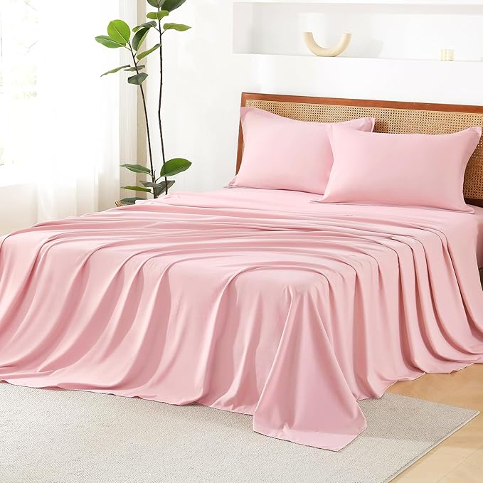 Litanika Pink Full Size Comforter Set with Sheets - 7 Pieces Bed in a Bag Full Boho Tufted Complete Bedding Sets with Comforter, Sheets, Pillowcases & Shams