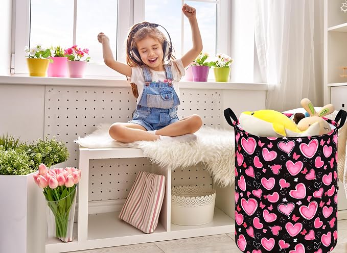 MAIZMZ Girls Storage Basket Kids Hamper Storage Bins Organizer Toy Box Large Canvas Waterproof Laundry Basket for Home/Dorm/Kitchen/Pet/Office/Closet/Shelf/Gift Baskets - Image 3