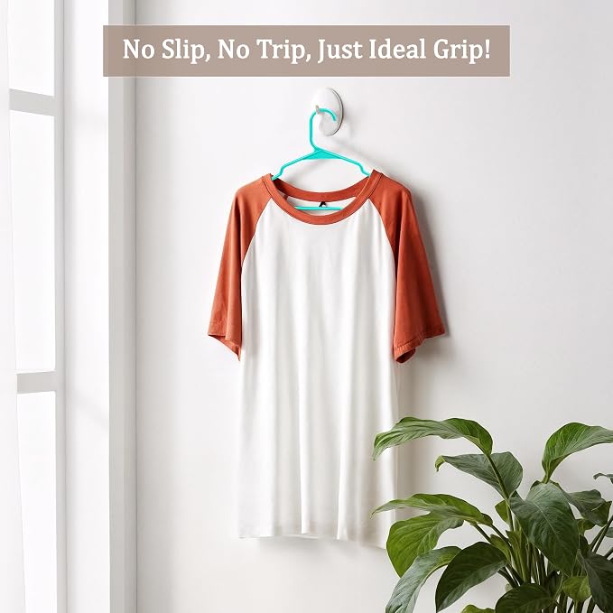 Utopia Home Plastic Hangers 50 Pack, Space Saving Plastic Clothes Hangers for Adults with Built-in Strap Hooks, Essential for Shirts, Pants, Skirts & Coats (Aqua) - Image 8