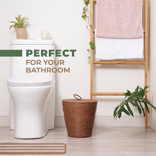 84ECO 3 Gallon Rattan Trash Can with Lid and Liner - Wicker Trash Can for Bathroom, Bedroom, Kitchen, Living Room - Image 3