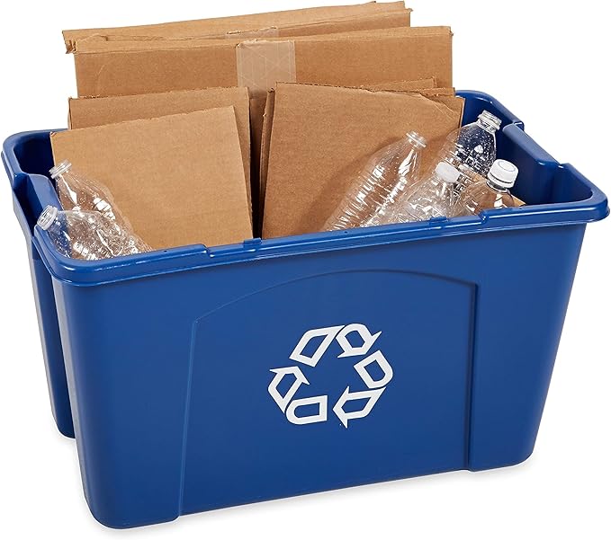 Rubbermaid Commercial Products, Recycling Bin/Box for Paper and Packaging, Stackable, 18 GAL, for Indoors/Outdoors/Garages/Homes/Commercial Facilities, Blue - Image 4