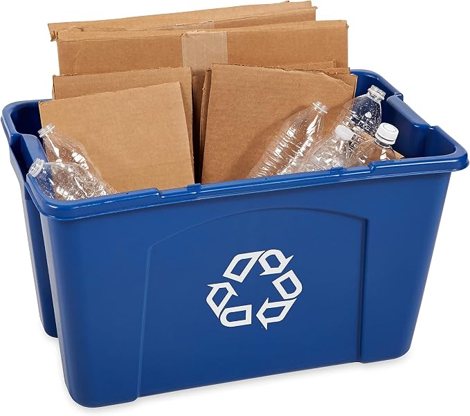 Rubbermaid Commercial Products Stackable Recycling Bin, 18 Gallon, Blue Storage Container, For Garage/Kitchen use for Boxes/Paper Recycle (Pack of 6) - Image 4