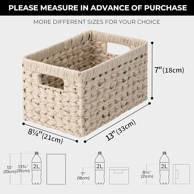 GRANNY SAYS Storage Baskets for Organizing, Wicker Storage Basket for Shelf, Wicker Basket for Organization, Waterproof Basket for Living Room, Decorative Basket for Pantry and Entryway, 2-Pack - Image 3