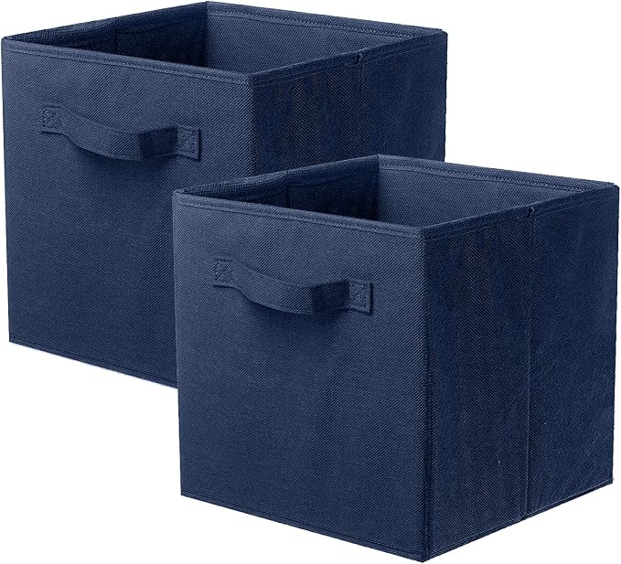 ShellKingdom Storage Bins, Foldable Fabric Storage Cubes And Cloth Organizer Drawer For Closet And Toys, 2 Pack (Dark Blue) by ShellKingdom