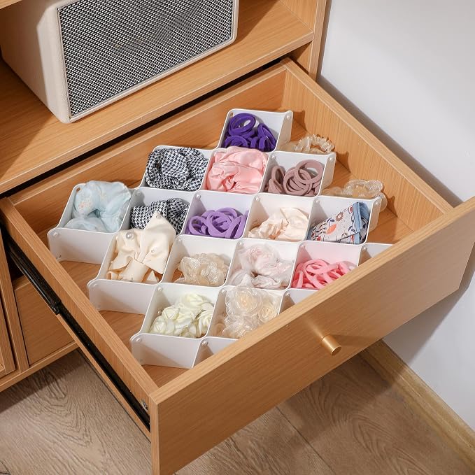 ROUFA Sock Drawer Organizer for Dresser, Honeycomb Underwear Dividers for Women, Panty Separator for Bras, Socks, Belt and Leggings (12pcs.White) - Image 5