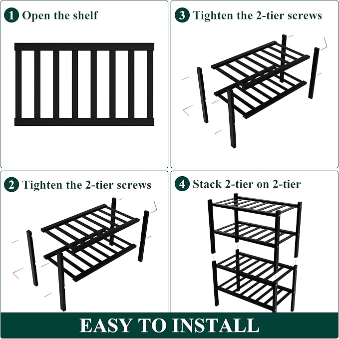 Smiry Shoe Rack, 4 Tier Small Bamboo Shoe Organizer, Stackable Free Standing Wooden Shoe Storage Shelf for Closet, Entryway, Front Door Entrance, Black - Image 6