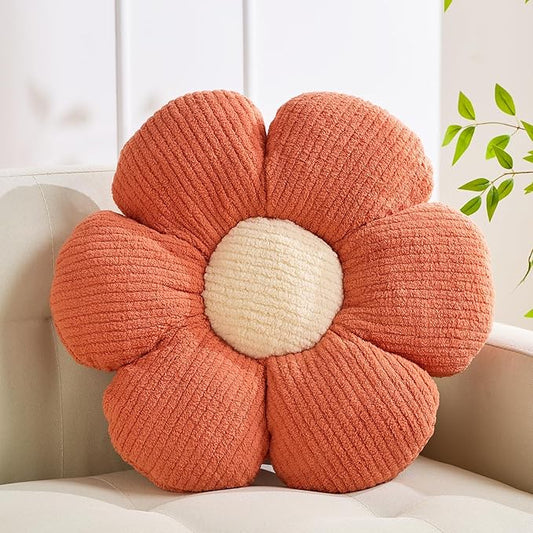 XIAIJIA Flower Shaped Pillow - Daisy Decorative Cushion, Soft Seat Cushion, Orange Flower, 15.7"