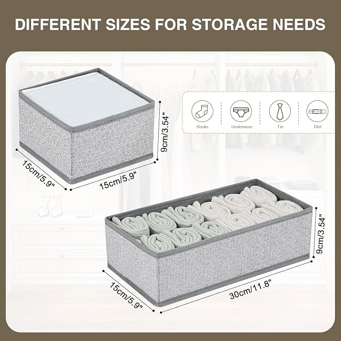 DIMJ Drawer Organizer Clothes Set of 8, Foldable Closet Drawer Bins, Underwear Drawer Organizer, Fabric Drawer Dividers for Baby Clothes, Socks, Belt, Tie (Blended) - Image 5