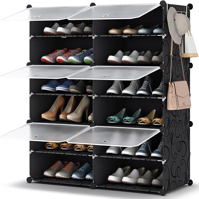 HOMIDEC Shoe Rack Organizer, 6 Tier Storage Cabinet 24 Pair Plastic Shoe Shelves for Closet Hallway Bedroom Entryway by DecorateYourHome