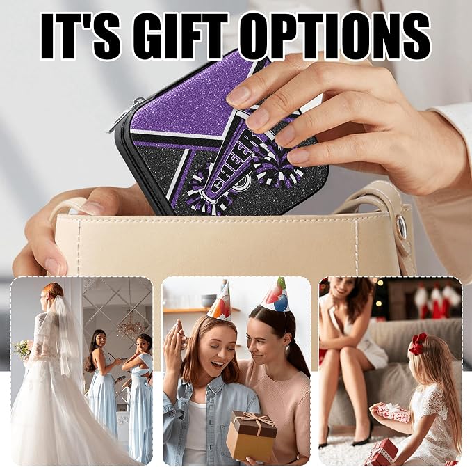 Cheerleader Travel Jewelry Case, Cheer Travel Jewelry Box for Women, Mini Jewelry Travel Case for Cheer Team, Cheerleader Gifts for Girls (Purple) - Image 5