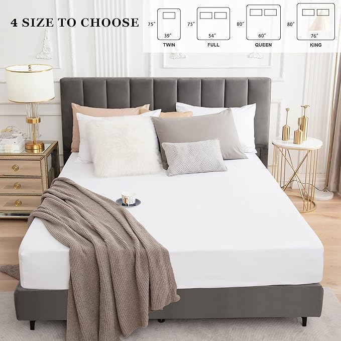 Sufdari Waterproof Mattress Protector, Mattress Cover Twin Size for Bed,18" Deep Pocket Fitted Sheet Style Mattress Protector with Elastic Rubber Band-White,Twin