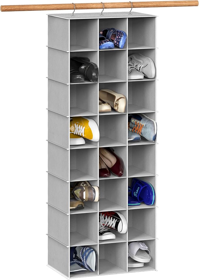 Simple Houseware 24 Section Shelves Hanging Shoes Organizer Holder for Closet, Gray by SimpleHouseware