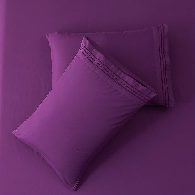 SONORO KATE Bed Sheet Set Super Soft Microfiber 1800 Thread Count Luxury Egyptian Sheets 18-Inch Deep Pocket Wrinkle and Hypoallergenic-4 Piece(Full Purple)