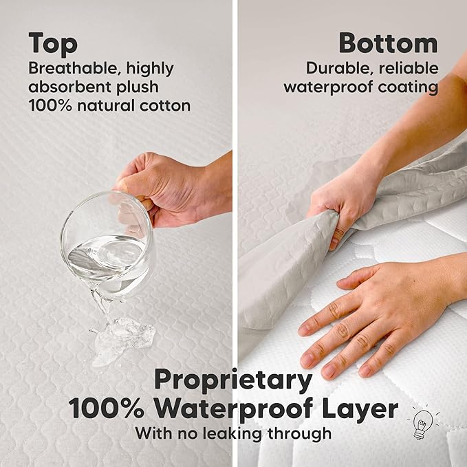 2-Pack Waterproof Crib Mattress Protector Cover Fitted - Quiet Baby Crib Mattress Pad Sheets, 52" x 28" Soft Quilted Cotton Baby Sheet, Machine Washable, Easy Fit, Durablee (Sage/Mavy)