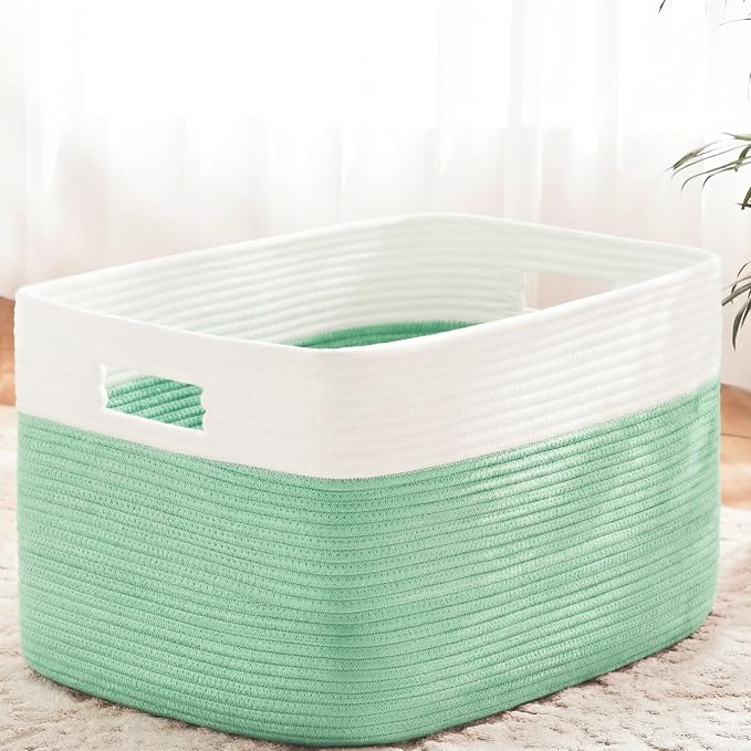 Artfeel Blanket Basket,Rectangle Woven Baskets for Storage,100L Laundry Basket for Decorative Nursery Blanket,Toys,Dirty Clothes and Magazine in Shelves,Baby Room,and Living Room by Artfeel