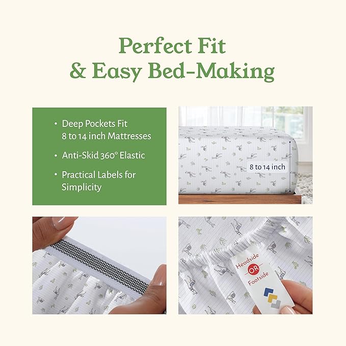 California Design Den Printed Twin Extra Long Sheet Set, 100% Organic Cotton Percale Sheets, Deep Pocket Twin XL Sheets & Pillowcase Set - Llama