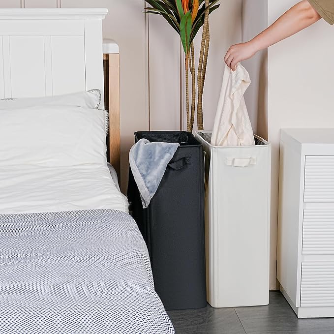 efluky Slim Laundry Basket, Narrow Laundry Hamper with Handles, Collapsible Dirty Clothes Hamper, Tall Laundry Bin for Laundry Room, Dorm and Bedroom, 19.8 Gallon (75L) Grey (Pack of 2) - Image 5