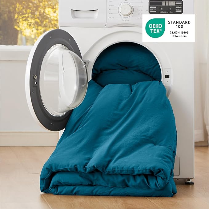 Bedsure California King Comforter Set, Teal Soft Prewashed Bedding for All Seasons, 3 Pieces GentleSoft™ Bed Set, 1 Lightweight Comforter (104"x96") and 2 Pillowcases (20"x36")