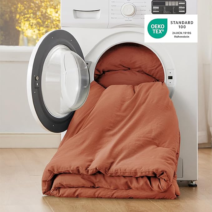 Bedsure Full Comforter Set, Orange Soft Prewashed Bedding for All Seasons, 3 Pieces GentleSoft™ Bed Set, 1 Lightweight Comforter (82"x86") and 2 Pillowcases (20"x26")