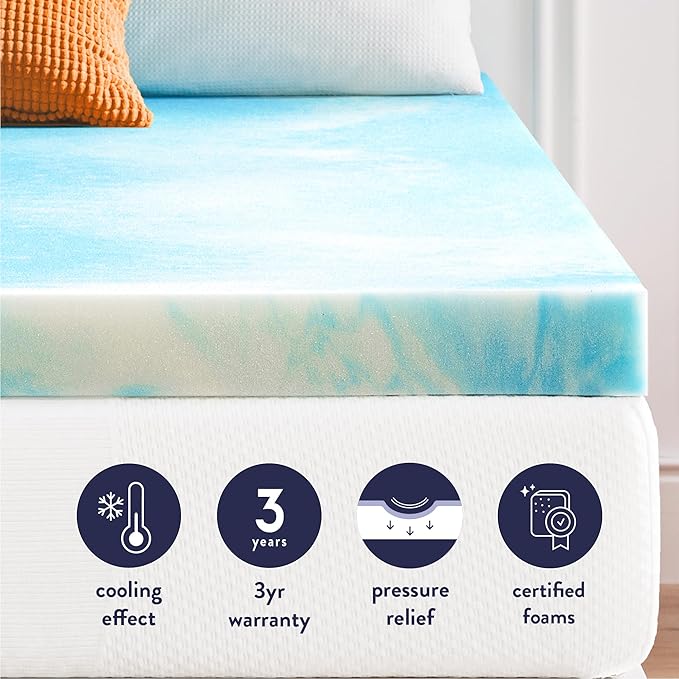 Best Price Mattress 3 Inch Swirl Gel AeroBreeze Cooling Air Flow Memory Foam Mattress Topper, Dorm Essentials, King