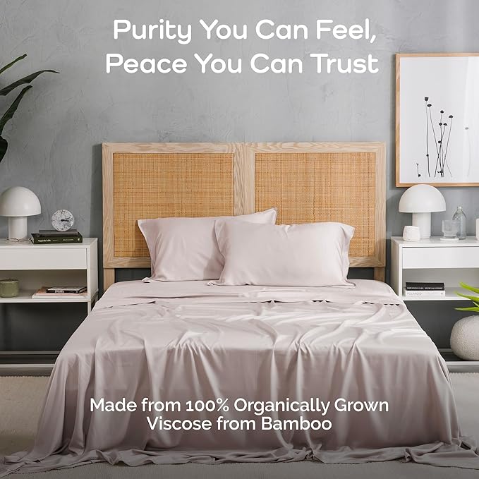 Viscose Bamboo Twin XL Sheets 3PC Set - Extra Long - Cooling Bedding for Hot Sleepers with Moisture Wicking Technology - Silky Soft 16 Inch Deep Pocket, Blush - 38" x 80"