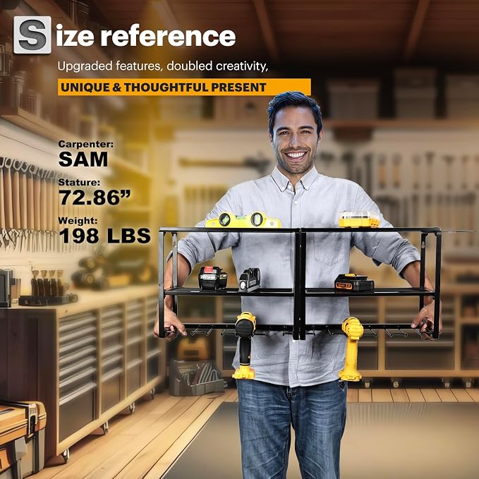 Spampur Power Tool Organizer, 15 Min Fast Assembly, 8 Slots 3 Layer Heavy Duty Metal & Max 150lb load Cordless Power Dill Holder in Garage/Workshop/Pegboard/Shed Suitable for giving for Father's Day - Image 5