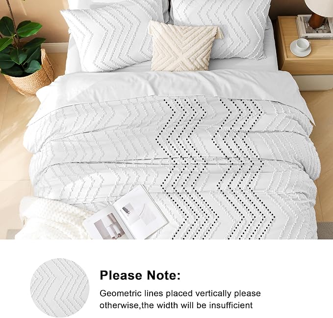 Litanika California King Size Comforter Set with Sheets White - 7 Pieces Bed in a Bag Cal King Boho Tufted Complete Bedding Sets with Comforter, Sheets, Pillowcases & Shams