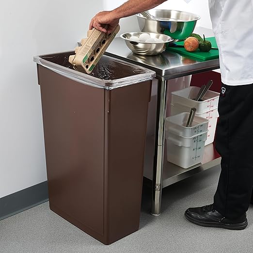 Winco Slender Trash Can, 23-Gallon, Brown - Image 3