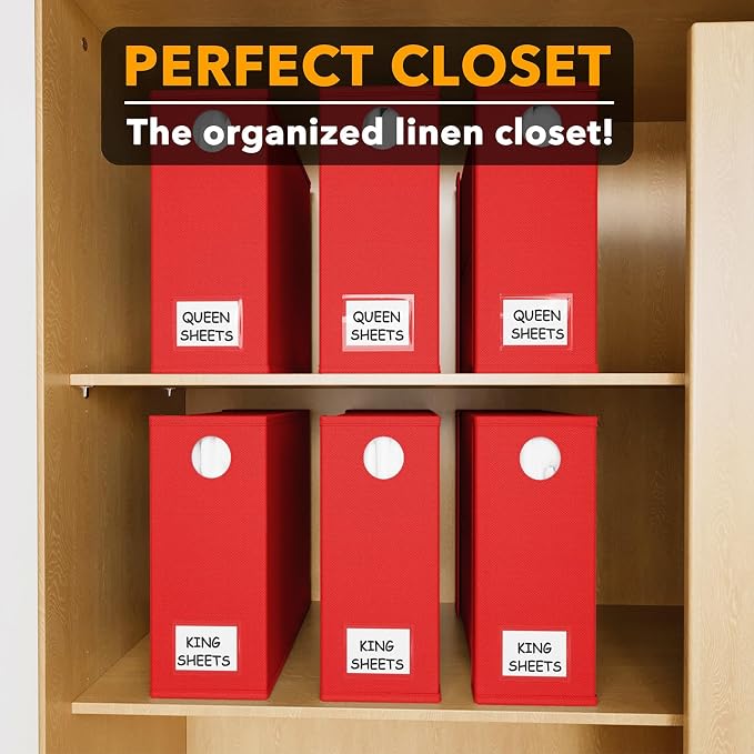 SpaceAid 6 Pack Bed Sheet Organizers and Storage, Foldable Sheet Organizer with Window for Linen Closet, Set Folder Keeper for Queen & King Size Bedding Storage (Red) - Image 5