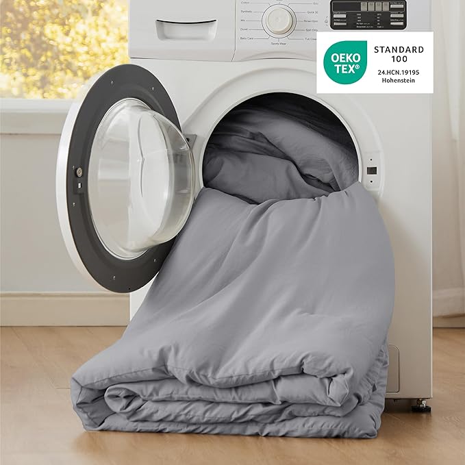 Bedsure King Comforter Set, Grey Soft Prewashed Bedding for All Seasons, 3 Pieces GentleSoft™ Bed Set, 1 Lightweight Comforter (104"x90") and 2 Pillowcases (20"x36")