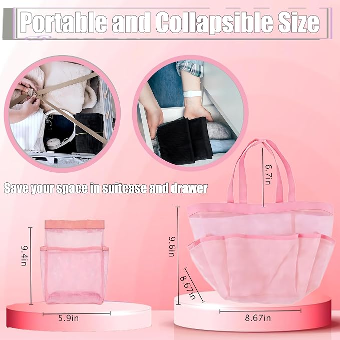 Attmu Mesh Shower Caddy Portable, Quick Dry Hanging Shower Tote Bag for College Dorm Room Essentials, Large Capacity Caddy Dorm for Bathroom Gym Swimming - Image 4