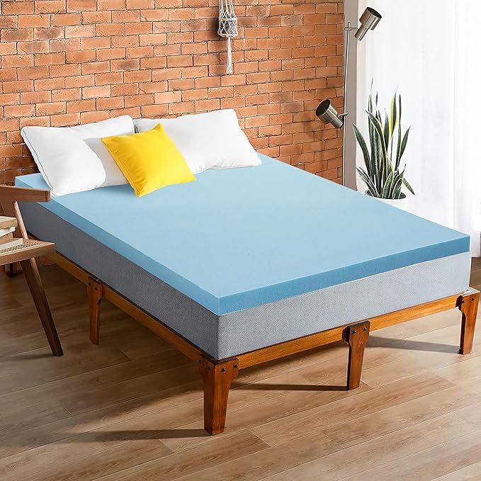 Greaton, 3-Inch Gel Memory Foam Mattress Topper, CertiPUR-US Certified for Superior Comfort and Support, Twin, Blue
