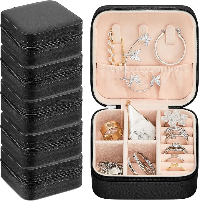 Taiyin Travel Jewelry Case, Bridesmaid Gifts Mini Jewelry Organizer, PU Leather Portable Earring Box for Women Girls by Taiyin