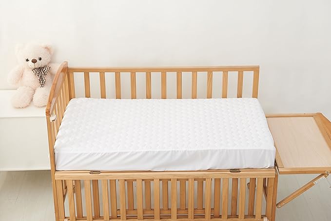 Elegant Comfort 100% Waterproof Fitted Crib and Toddler Protective Mattress Protector Pad Cover, White