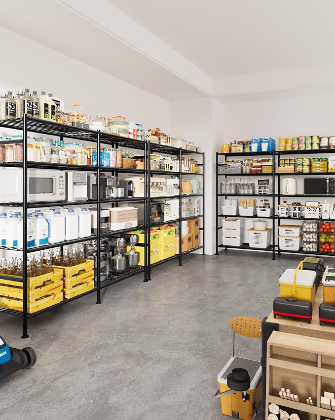 Sakugi Storage Shelves - 5-Tier Heavy Duty Garage Shelving Units with Leveling Feet & Wall Anchor, Large-Capacity Metal Shelf for Garage, Pantry, Kitchen, 59.1" x 15.7" x 69.2", Black - Image 8